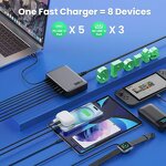 300W GaN Desktop Charger Manufacturer - 8-Port 5 Type C 3 USB PD 3.0 Multi-Function Dock for Laptop iPhone Smart Watch