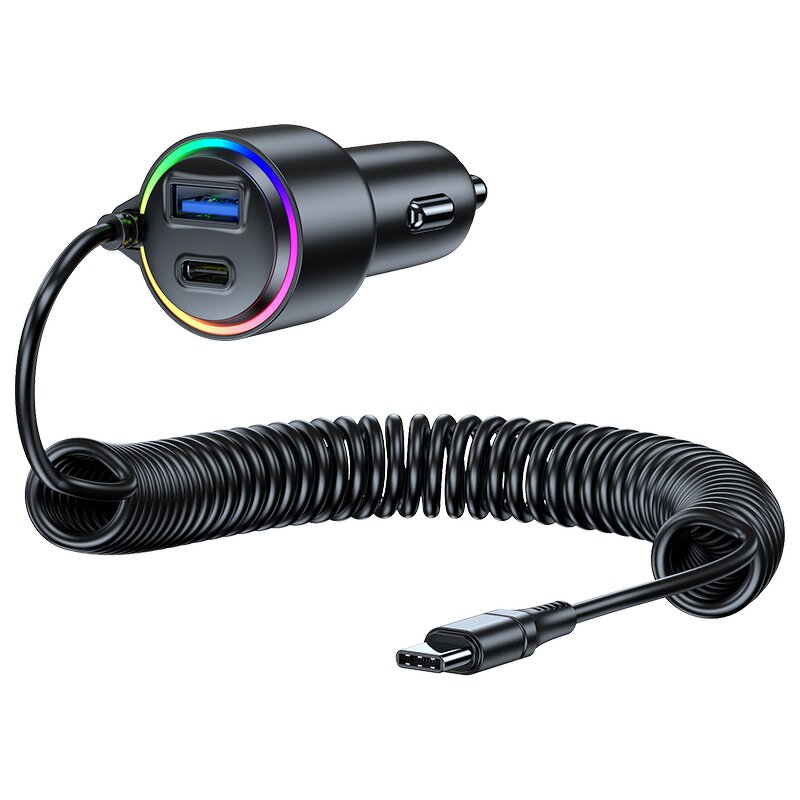 75W USB Car Charger Manufacturer - Type C Fast Charging PD with 45W Spring Wire Portable Travel