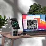 90W Wireless Charger Stand Manufacturer - Dual Retractable USB C PD Cable Fast Charging Dock for Phone Desktop Laptop