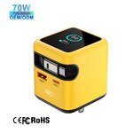 70W GaN Power Adapter Manufacturer - USB-C USB-A QC PD Charger Cube with TFT Display Retractable Cable & OTP Protection