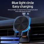 15W Compact Wireless Magnetic Car Charger Manufacturer - Portable with LED Short Circuit Safe Automatic Adapters & US Phone Holder
