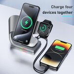 4 in 1 Wireless Charger Manufacturer - 2025 New Curved Design Multifunction for Smartphones Watch Earphone for Home Office