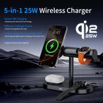 Qi2.2 5-in-1 Magnetic Wireless Charger Manufacturer - 25W Fast with Light Cooling AI Clock Calendar for Smartphone Earbuds Watch