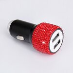 Safety Hammer Car Phone Charger Manufacturer - with Rhinestones Crystal Diamond QC2.0 Aluminum Alloy 5V/1A 2 USB Ports