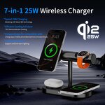 Qi2 25W Wireless Charging Station Manufacturer - 7 in 1 Magnetic with LED Light Multi-function for Phone Watch