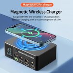 140W USB C Charger Manufacturer - GaN 8-Port Fast Charging Hub PD 100W for Laptop 15W Wireless for iPhone 16