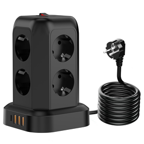 8-Socket Expansion Adapter Manufacturer - 3 USB (1 USB-C) Ports Multi-Plug Distributor Wall Charger for Cruise Travel
