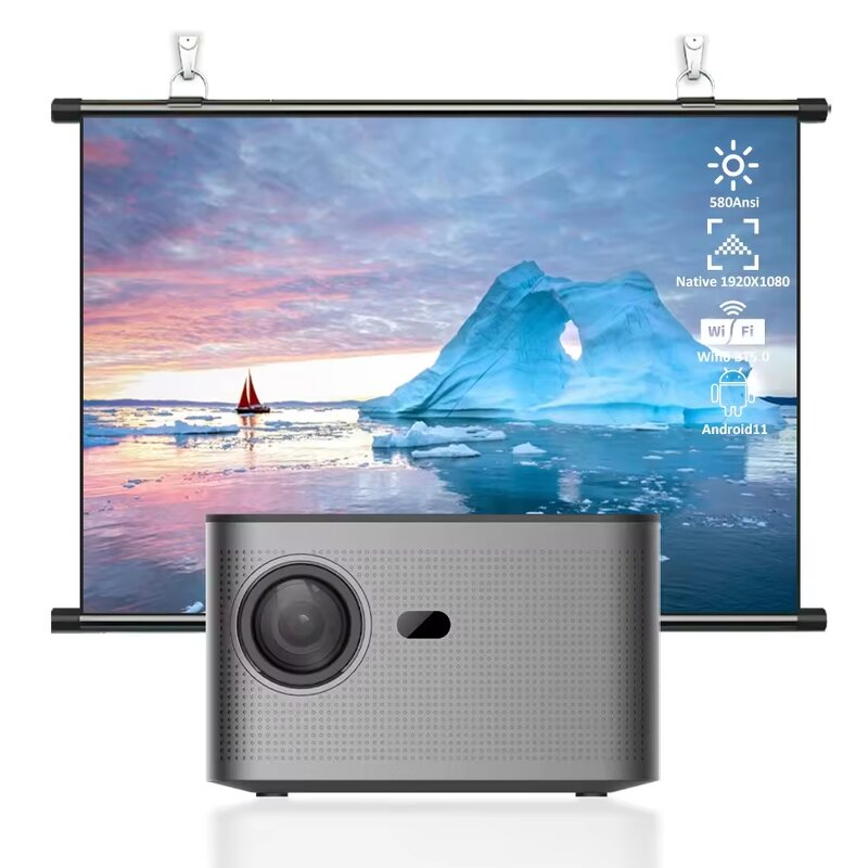 HY350 Smart Projector Manufacturer - Factory Price Android 11 4K 1920*1080P Portable LCD Projector with CE Rohs FCC Certificate