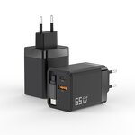 65W GaN Wall Charger Manufacturer - Dual USB & USB-C Ports with Retractable Type-C Cable