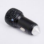 Safety Hammer Car Phone Charger Manufacturer - with Rhinestones Crystal Diamond QC2.0 Aluminum Alloy 5V/1A 2 USB Ports