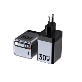 30W GaN Wall Charger Manufacturer - UK Type C Fast Charging with Retractable Cable Multi-Phone Station for Earphones