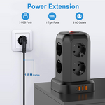 8-Socket Expansion Adapter Manufacturer - 3 USB (1 USB-C) Ports Multi-Plug Distributor Wall Charger for Cruise Travel