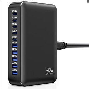 540W GaN4 Fast Charger Manufacturer - PD 3.0 Compatible 5A 5C Portable Wall Plug for iPhone 10-Port Desktop Charger