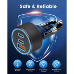 67W Travel Charger Manufacturer - USB-C USB-A 3 Ports MINI Dual USB C Fast Charging Car Power Adapter PD QC for iPhone