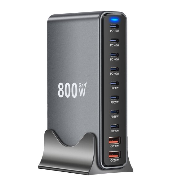 800W GaN Fast Charger Manufacturer - PD 3.0 Portable Desktop Wall Plug for Laptop iPhone 10 Ports