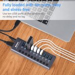 10-Port USB 3.0 Aluminum Hub Adapter Manufacturer - Super Speed 5Gbps 60W for Data Transfer & Charging