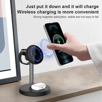 3-in-1 Wireless Charger Stand Manufacturer - 15W Fast PC Magnetic Holder with 10W Output Power Multifunctional