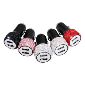 Safety Hammer Car Phone Charger Manufacturer - with Rhinestones Crystal Diamond QC2.0 Aluminum Alloy 5V/1A 2 USB Ports