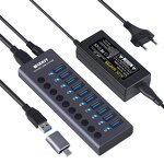 10-Port USB 3.0 Hub Manufacturer - Super Speed 5Gbps 60W Aluminum Adapter for Data Transfer & Charging