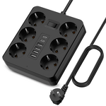EU Travel Power Strip Manufacturer - 6-Socket 2500W with 4-USB 2 Type-C Overload Protection 1.8m Line CE Certified for Laptop Camera