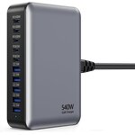 540W GaN4 Fast Charger Manufacturer - PD 3.0 Compatible 5A 5C Portable Wall Plug for iPhone 10-Port Desktop Charger