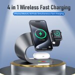 4 in 1 Wireless Charger Manufacturer - 2025 New Curved Design Multifunction for Smartphones Watch Earphone for Home Office