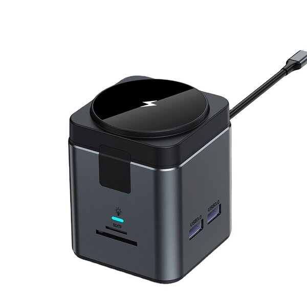 USB C Hub 8 in 1 Docking Station Manufacturer - Type C Adapter with Wireless Charger 100W PD 4K HDTV VGA USB 3.0 Ethernet SDTF