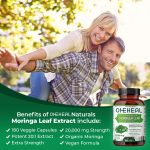 Moringa Leaf Capsules 100% Pure Organic Moringa 20:1 Extract 20,000 mg Vegan Capsules  Moringa Leaf Capsules
