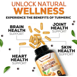 Organic Turmeric Capsules Ginger Supplement 95% Curcuminoids Capsules Non-GMO Black Pepper Absorption Joint Turmeric Capsules