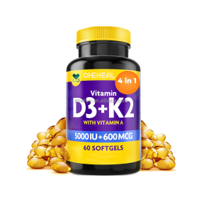 OEM Vitamin D3 5000iu Capsules Vitamin K2 Adult Vitamin D3 K2 Capsule for Bone Health Strength