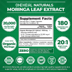 Moringa Leaf Capsules 100% Pure Organic Moringa 20:1 Extract 20,000 mg Vegan Capsules  Moringa Leaf Capsules