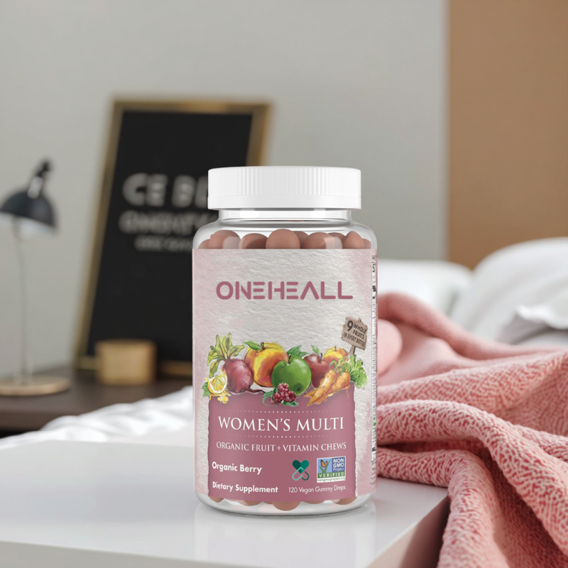 Organics Women's Certified Fruit Gummies Multivitamin Vegan Real Fruit Gummies