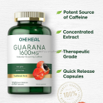 Guarana Extract Capsules Naturally Occurring Supplement Antioxidant Health Supplements Guarana Capsules