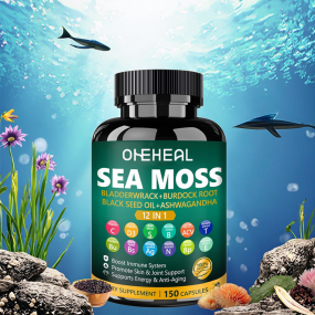 Private Label Supplement Organic Sea Moss Black Seed Oil Ashwagandha Herbal Supplements Energy Support Sea Moss Capsules