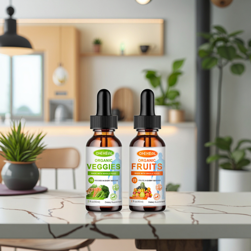 Private Label Natural Fruit and Vegetable Liquid Drops OEM Support Vitamins Minerals Supplement Liquid Drops
