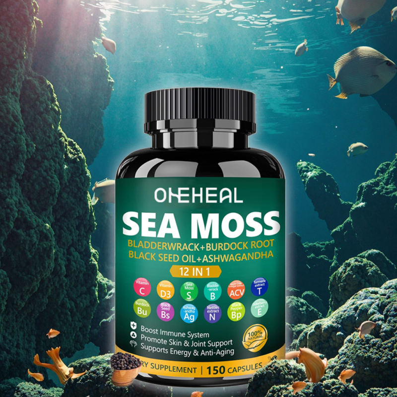 OEM Organic Sea Moss Capsules Black Seed Oil  for Skin Hair and Joints Health Sea Moss Capsules