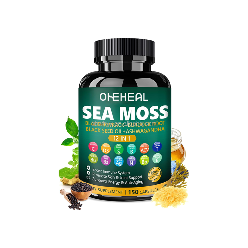 High Quality Organic Sea Moss Black Seed Oil Health Supplements Extract Support Immune Seamoss Capsules