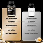 NAD Supplement 120 Capsules Trans-Resveratrol Antioxidant Health Supplement NAD+ Capsules