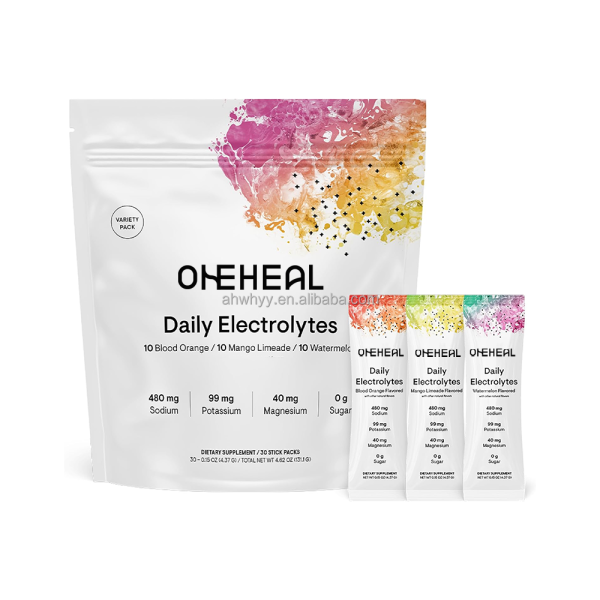 Private Label Organic Daily Electrolyte Powder Hydration Drink Powder Certified Naturally Flavored Sport 30 Stick Powder