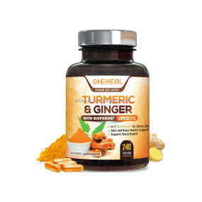 Organic Turmeric Capsules Ginger Supplement 95% Curcuminoids Capsules Non-GMO Black Pepper Absorption Joint Turmeric Capsules