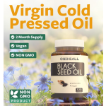 Black Seed Oil Softgel Capsules Cold-Pressed Nigella Sativa Vegan Non-GMO Capsules Herbal Supplement Black Seed Oil Capsule