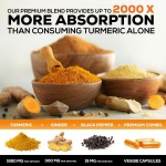 Organic Turmeric Capsules Ginger Supplement 95% Curcuminoids Capsules Non-GMO Black Pepper Absorption Joint Turmeric Capsules