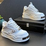 Men's Casual Sports Shoes Manufacturer - 2025 Four Seasons White Retro Design Thick Heightening Laces for Lacing