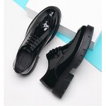 Men's Casual Business Leather Shoes Manufacturer - Shiny Brocade Engraved Lace-up Patent Leather Upper Platform Waterproof Office