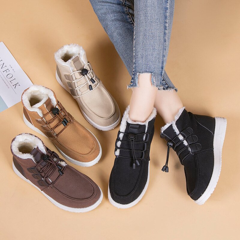 Couple Cotton Shoes Manufacturer - 2025 Best-selling Mid-Calf Warmth Student Shoes with Elastic Laces One-Piece Snow