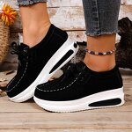 High-heel Single Shoes for Women Manufacturer - Medium Heel Lace-up Swing Style Suede Leather Student Shoes