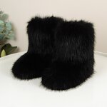 Snow Boots for Women Manufacturer - Flat Heel High Collar Imitating Mink & Fox Fur Mid-calf Length for Winter Warmth