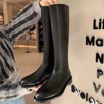 Women's Cowhide Boots Manufacturer - High-end with Thick Heels Leather Lining Zipper Plain Weave Knight Design for Summer Autumn