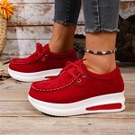 High-heel Single Shoes for Women Manufacturer - Medium Heel Lace-up Swing Style Suede Leather Student Shoes