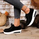 High-heel Single Shoes for Women Manufacturer - Medium Heel Lace-up Swing Style Suede Leather Student Shoes